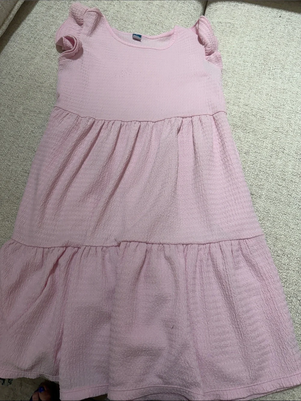 Old Navy Light Pink Tiered Flutter-Sleeve Casual Dress
